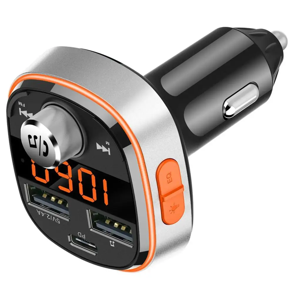 Fm-передатчик беспроводной hands-free автомобильный mp3-плеер сабвуфер красочные атмосферные огни двойной USB PD3.0 Быстрая зарядка