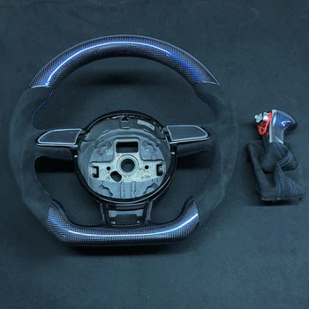 

Real Blue effect Carbon steering wheel for Audi A4,q5 without paddle Real carbon fiber Steering wheel