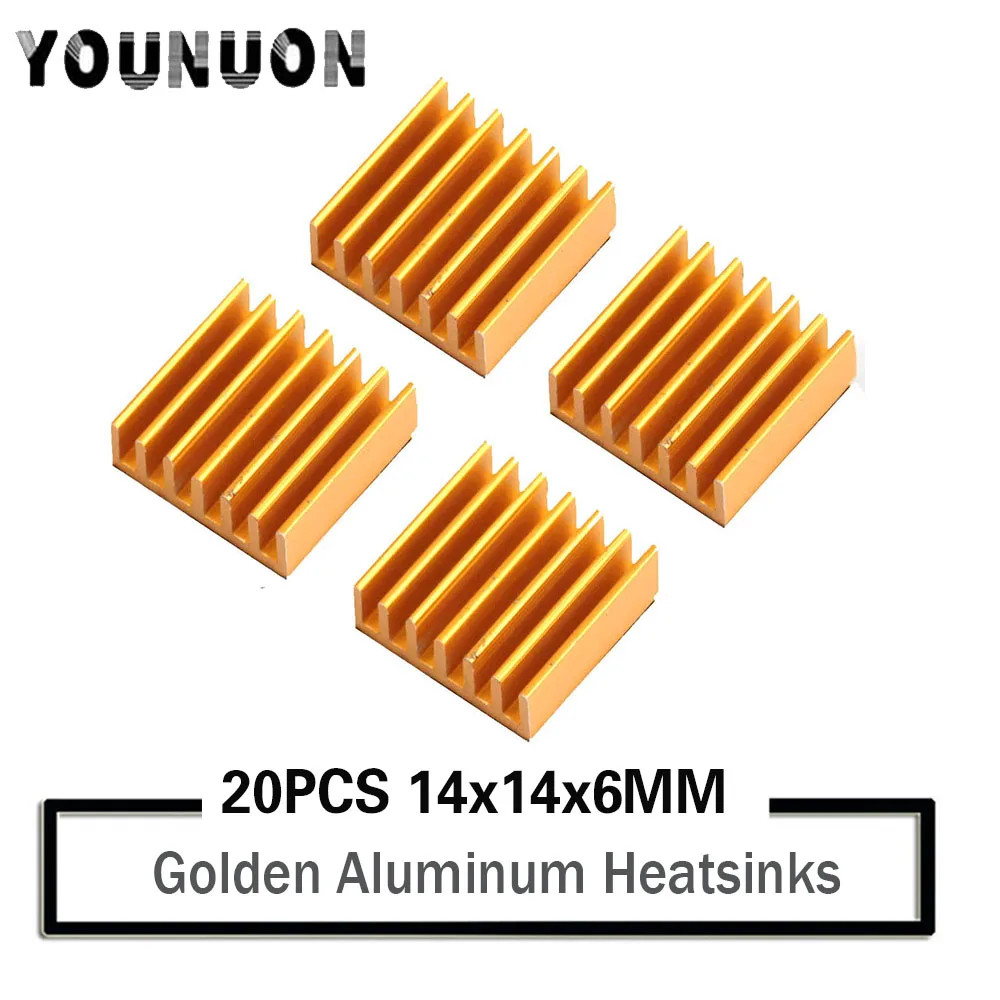 Алюминиевый радиатор YOUNUON 14x14x6 мм 20 шт. 14 x 6 чип CPU GPU VGA RAM Светодиодный IC с лентой 3