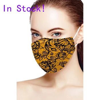 

20pc Adult Lace Face Mask Printing Three Layer Protective Mask Cover Breathable Dustproof Mascarillas Disposable Mask In Stock