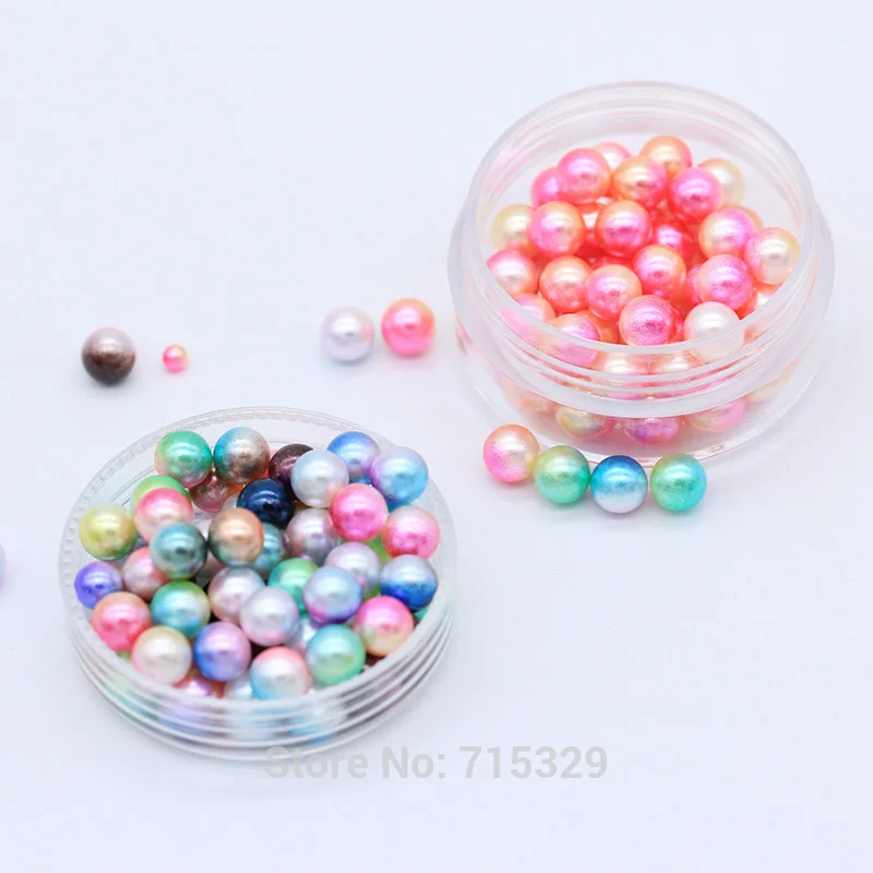 3-6mm Mix Size Acrylic Transition Color Round Pearl Loose Mermaid Beads  Jewelry