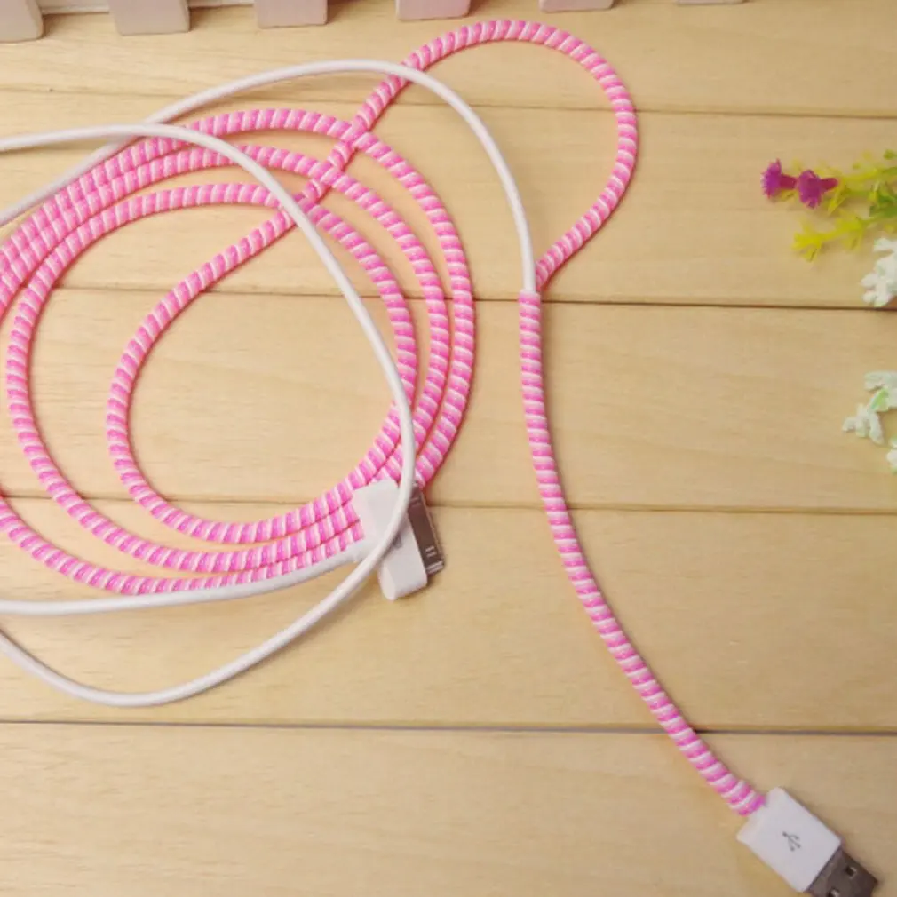 1,5 м многоцелевой цветной провод шнур веревка Защита USB кабель Winder линия передачи данных протектор наушники чехол костюм весна рукав шпагат