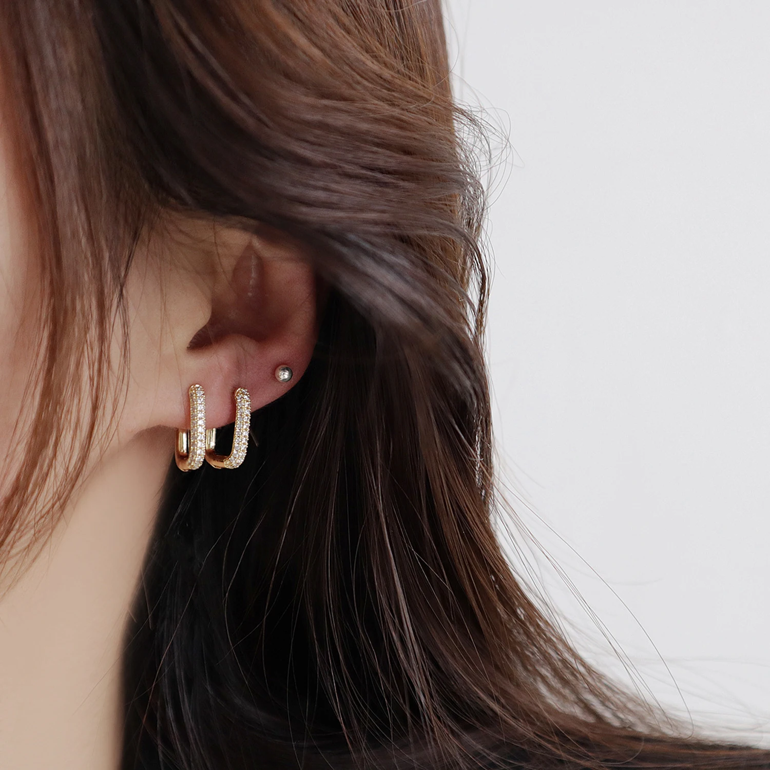 New Simple Exquisite 14K Real Gold Ear Clip Earrings for Femme Pave Inlaid Zirconia High Quality Round Earring Bijoux Pendant - Image 3