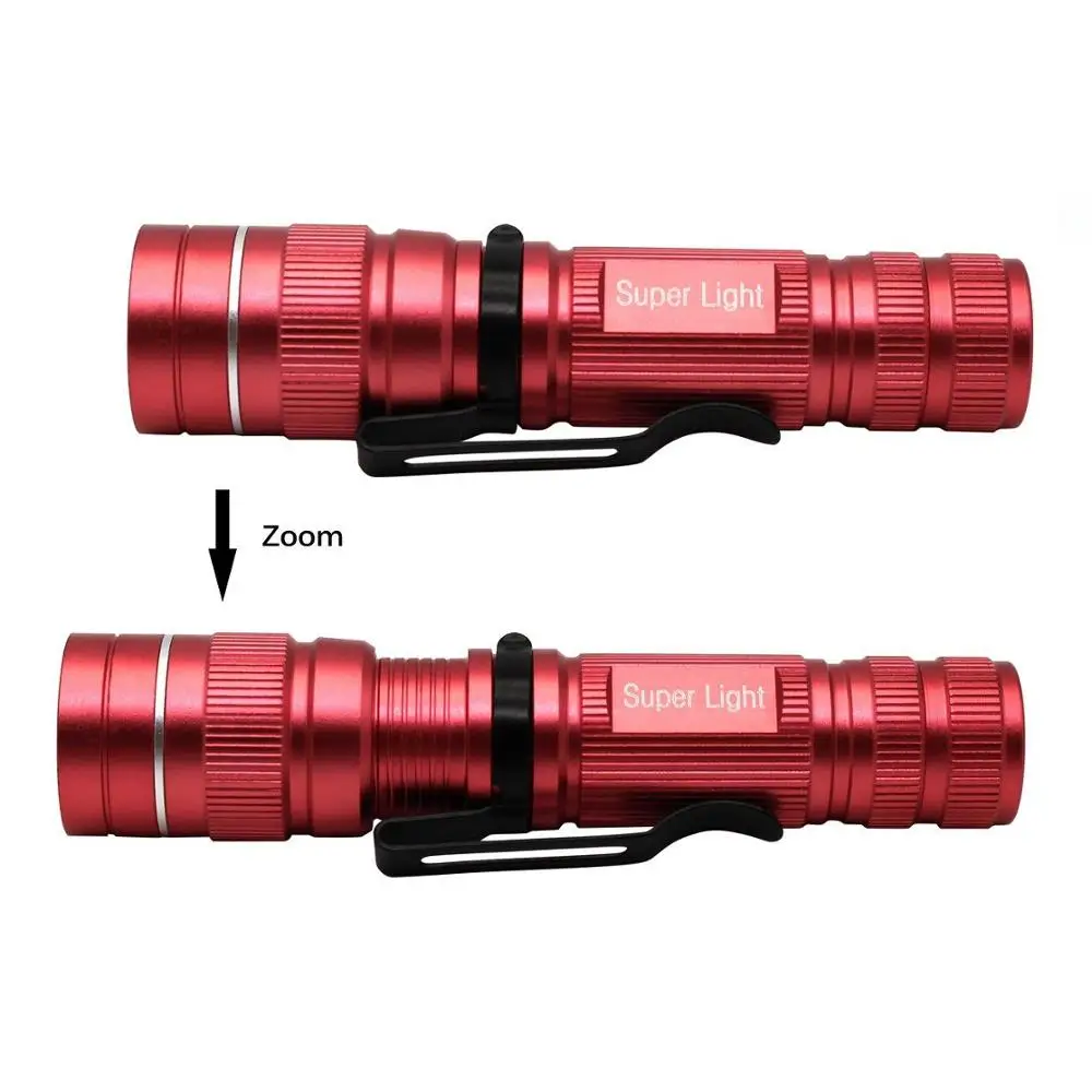 

Mr.white Red Mini pocket LED Flashlight Torch Waterproof Lantern AA Battery Penlight Q5 Led For outdoor camping hiking