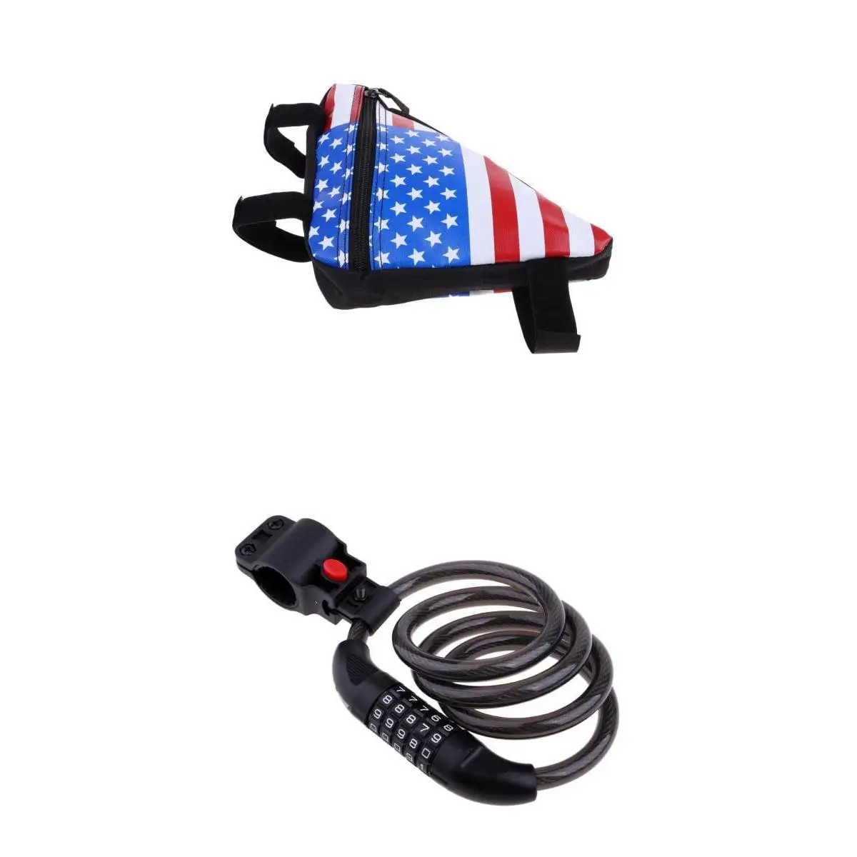 1.2m Bike Lock 5 Digit Security Resettable Combination Coiling Cable Lock and one Complimentary Front Tube Frame Bag