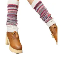 Женские теплые гольфы С Разноцветными полосками; сезон осень-зима; толстые повседневные шерстяные вязаные длинные носки без пятки