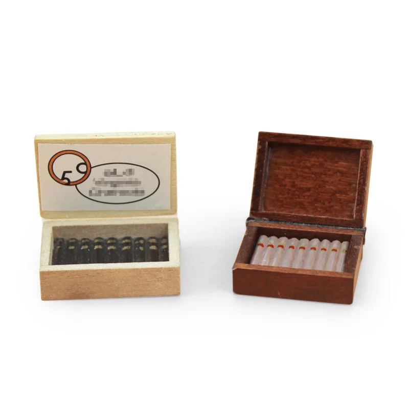 1/12 Dollhouse Miniature Accessories Mini Wooden Cigar Case Simulation Cigarette Case Model Toys for Doll House Decoration classic cigar box moisturizing cedar wood humidor siglo i ii iii iv vi robst cigar storage box cigar cabinet cigarette case