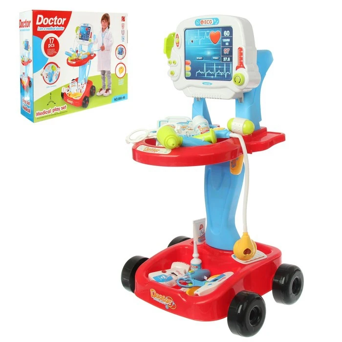 Игровой набор доктора в тележке &quotЛечим быстро&quot 17 предметов | Игрушки и хобби