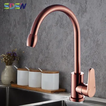 

Aluminum Kitchen Faucets SDSN Rose Gold Kitchen Mixer Tap Single Handle Black Kitchen Sink Faucet Space Aluminum Kitchen Faucet