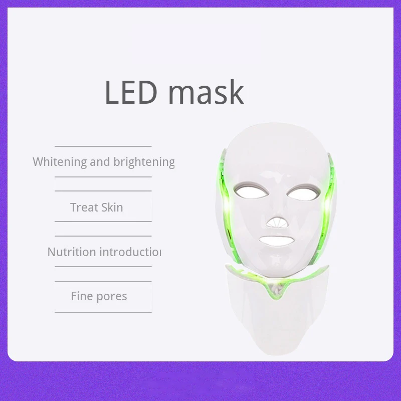  7 Colors LED Face Mask Photon Skin Rejuvenator Facial Cleaning Whitening Delicate Acne Spots Restor - 4000598870496