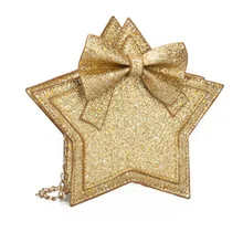 Новинка; детская сумка через плечо для девочек; сумка на цепочке с блестками и бантом в форме звезды