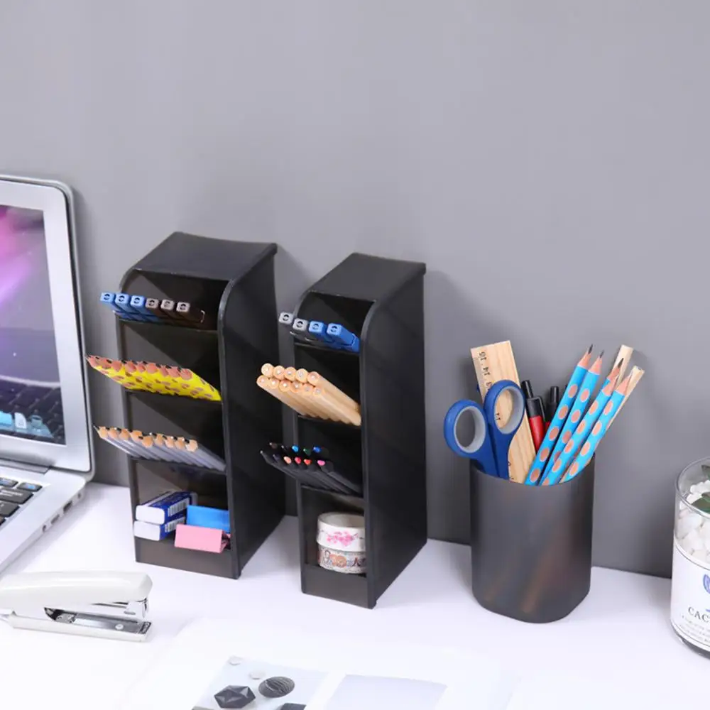 

Inclined Pen Holder plastic Storage Box Transparent Multi-grid Pen Holder Storage Creative Makeup Pen Holder Desktop Children