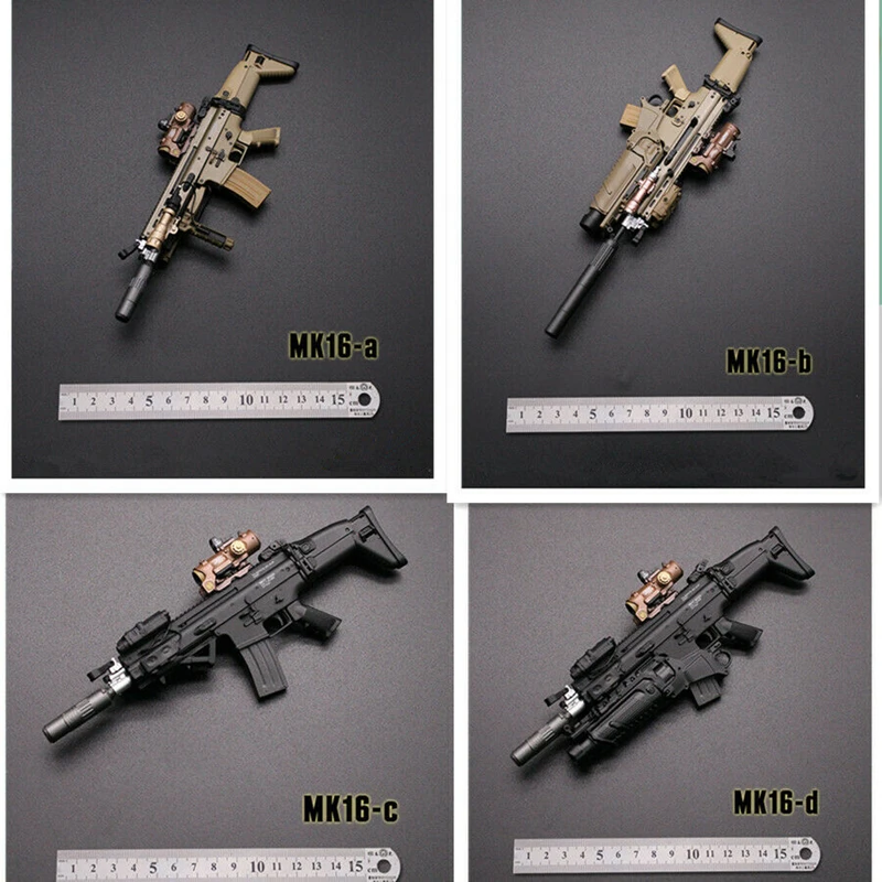 1-6-Scale-4-Styles-MK16-Automatic-Rifle-Soldier-Figure-Accessory-Weapon ...