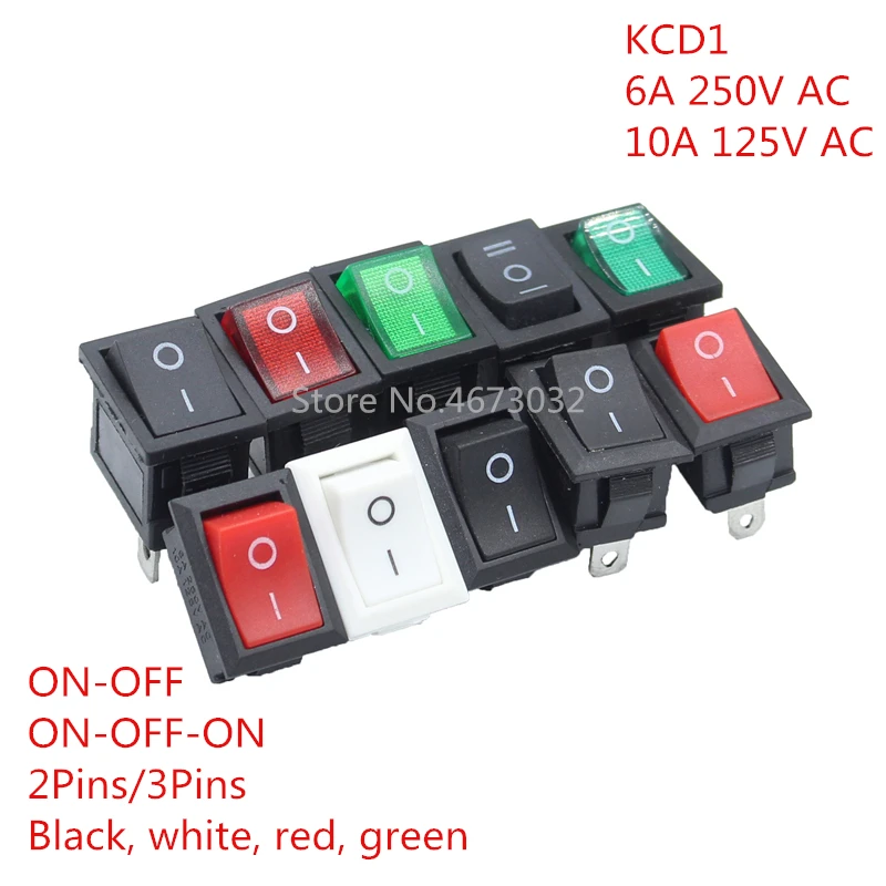 100 шт. KCD1 2PIin 3Pin автомобильный кулисный переключатель 6A/10A 250 В/125 В переменного тока