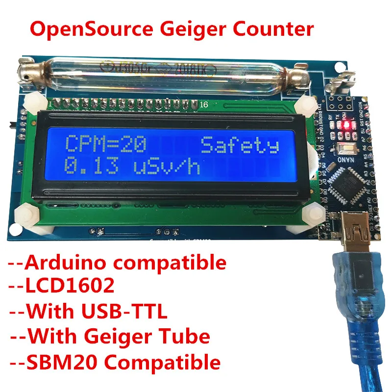 

geiger tube nuclear Module Nuclea Module Nuclear Radiation Detector with LCD Display Radiation Dosimeter System Arduino NANO
