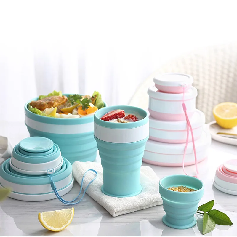 Креативный новый Выдвижной Складной Набор чашек с крышкой Чаша для улицы