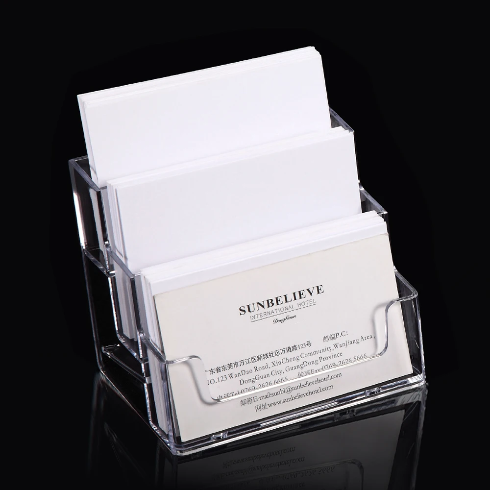 1 Pcs Exclusive For Exhibition Multi-layer Plastic Desktop Business Card Holder Desk Shelf Box Storage Transparent transparent storage box,storage box,desk organizer,storage organizer