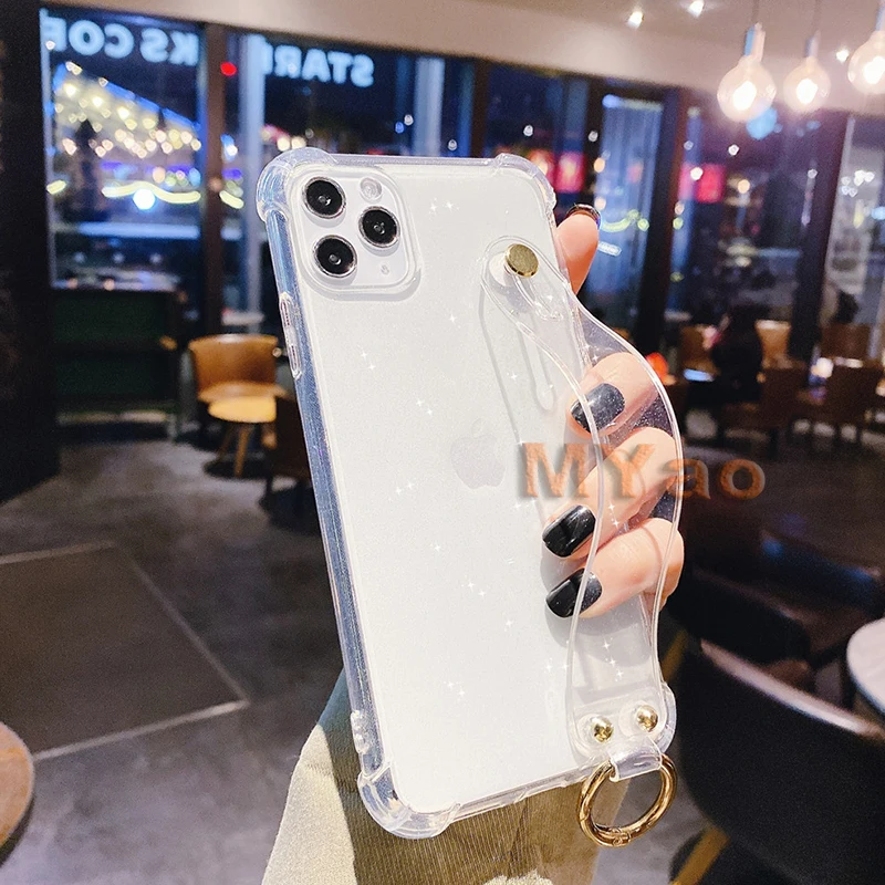 Противоударный прозрачный чехол с ремешком на запястье для телефона Google Pixel 2 3A 3 4A