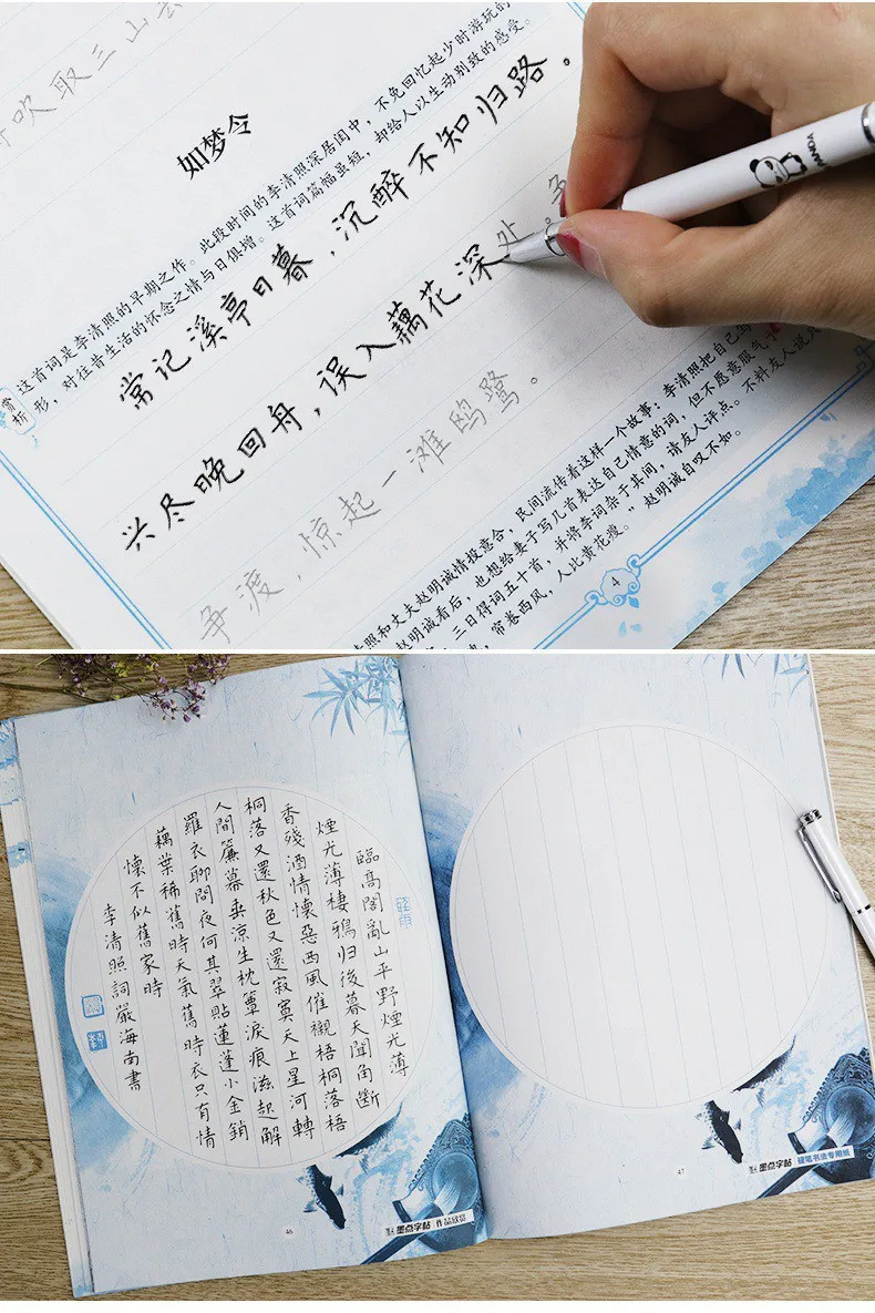 Чернильная каллиграфия мастера рукописная жесткая авторучка Li Qingzhao Shu Yu слово обычный скрипт копия каллиграфии тетради Whol