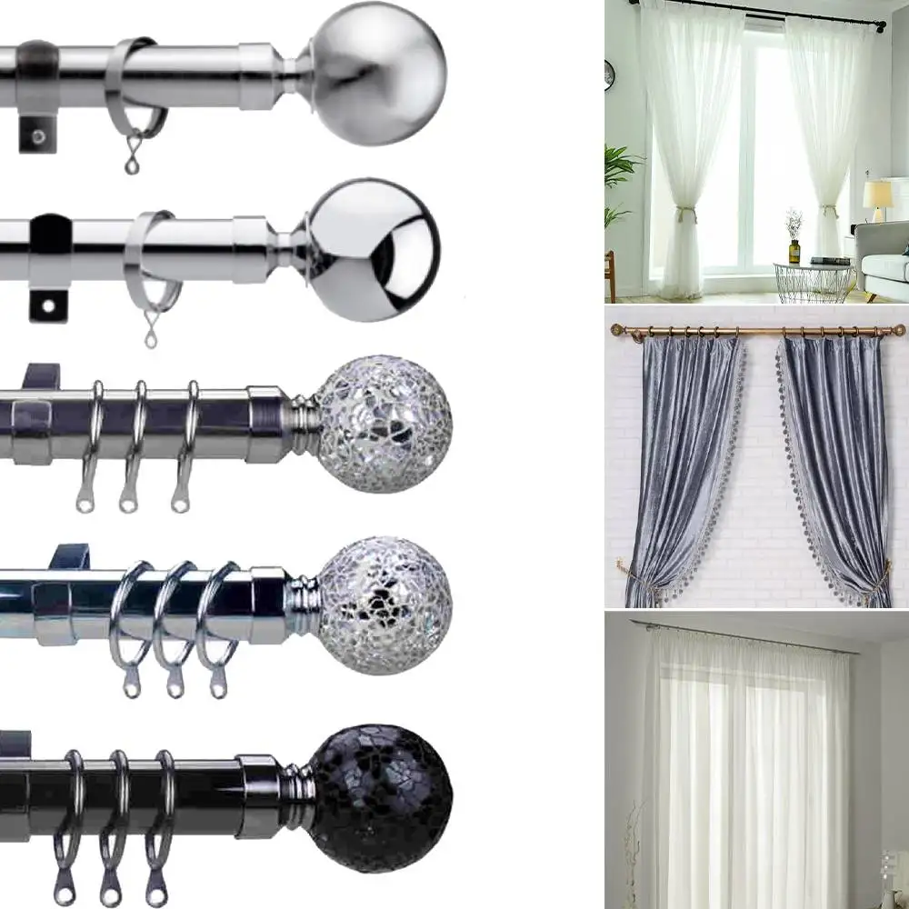 120 300cm Shower Curtain Rod Adjustable Metal Retractable Rods Curtain ...