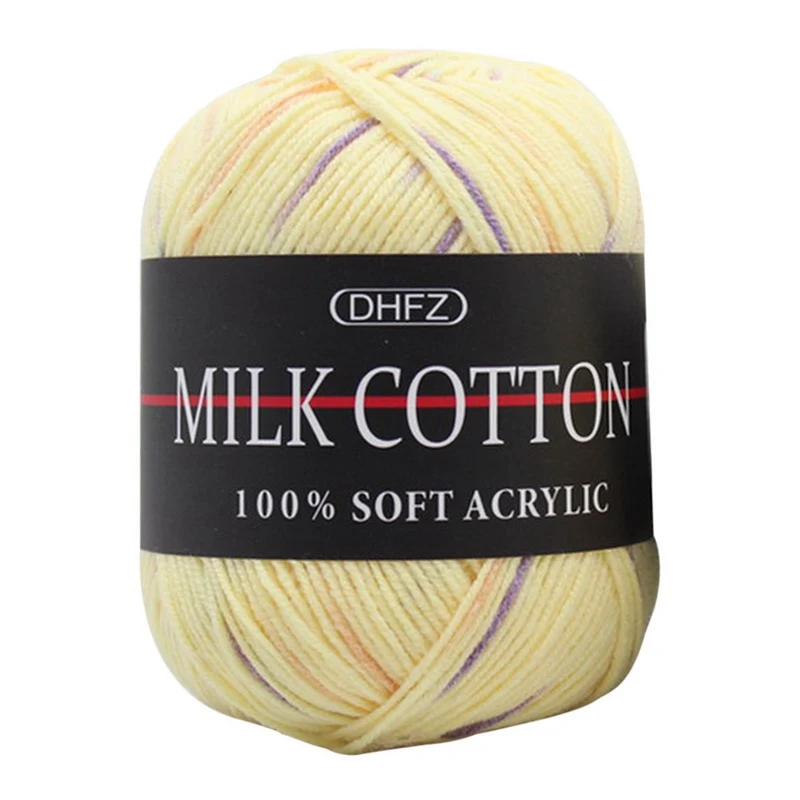 light yellow Вязание крючком молочная Мягкая Детская хлопчатобумажная шерстяная пряжа 50 г DIY теплое пальто свитер ручная вязка пряжа одеяло вязание крючком красочные - Цвет: light yellow