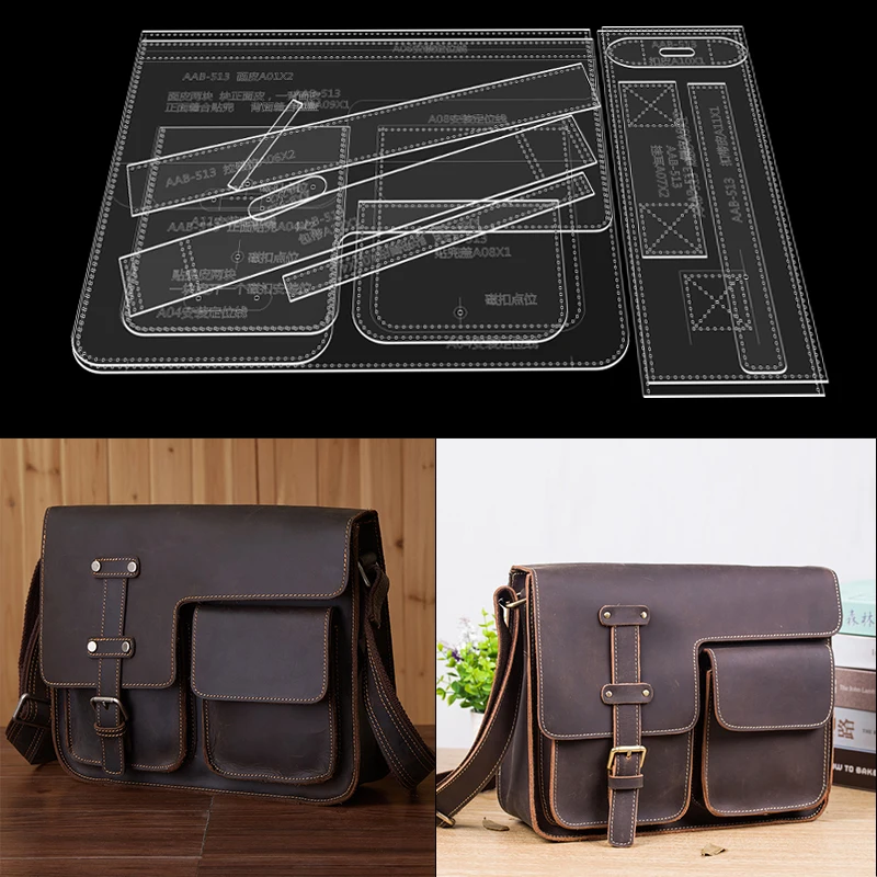 New Leather Art Paper Pattern Template Sewing Pattern Diy Handcraft Leather Man&rsquo;s Shoulder Bag Acrylic Version Type Drawings