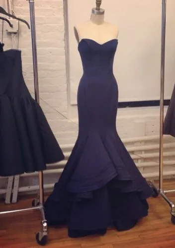Модный изящный, темно-синий Длинные вечерние платья для выпускного вечера Милая дизайнерские женские Платье для вечеринки, свадебное платье, на заказ - Цвет: Тёмно-синий