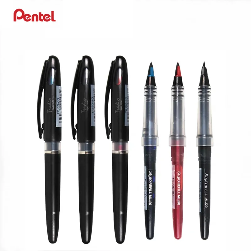 

3pcs Japanese Pentel Tradio Signature Gel Pen TRJ50 Fiber Tip Black Straight Liquid Pen Business Office Duckbill Pen