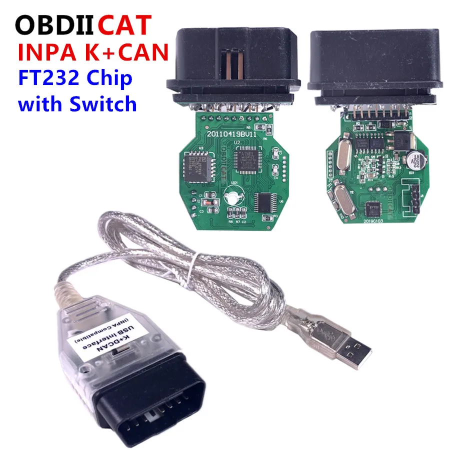 Автомобильный OBD2 INPA K + CAN с чипом FT232RL переключателем для телефона DCAN USB