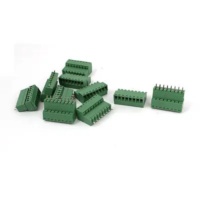 10 шт. 250V 6A 8-Pin 2,54 мм шаг клеммный блок печатных плат Разъем Зеленый