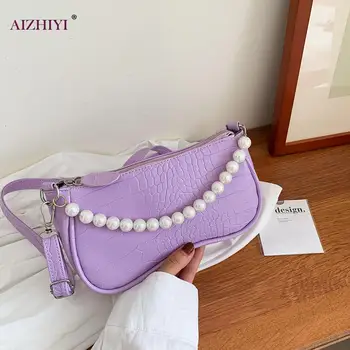 

Women Pearl Handbag Vintage Stone Pattern PU Totes Shoulder Crossbody Bag Fashion Female Travel Handbag