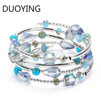 

Crystal Beaded Wrap Bracelet Fashion Boho Strand Bracelet Made with Emperor Stone ,Bead Bracelets for Birthday Mother's Day