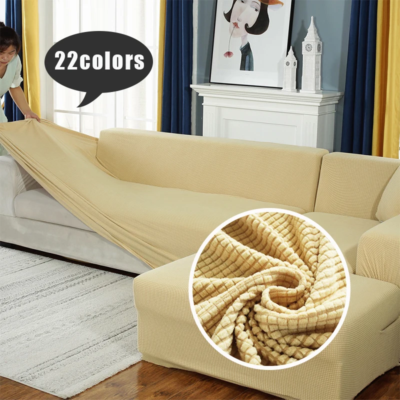 

Plush Thicken Sofa Cover Corner Elastic Couch Covers Sectional Slipcover Non-slip Stretch Couch Slipcover for Living Room