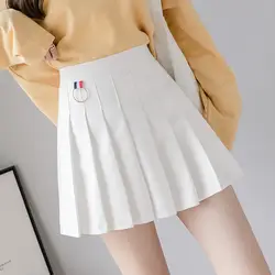 Весенне-летняя новая японская и Корейская одноцветная школьная форма с высокой талией для девочек, белая плиссированная юбка для колледжа