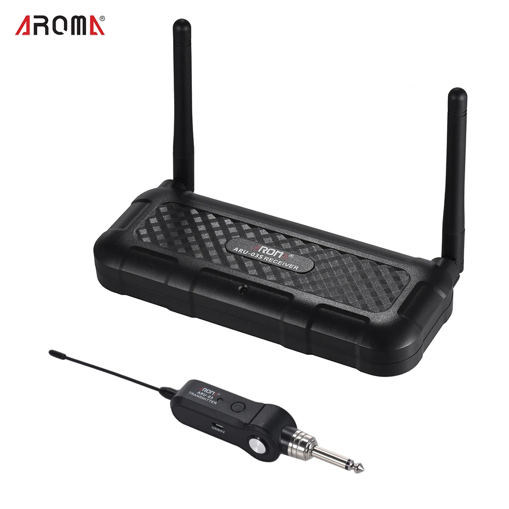 

AROMA ARU-03S True Diversity UHF Wireless Audio Transmission System Transmitter Receiver Built-in Rechargeable Lithium Battery