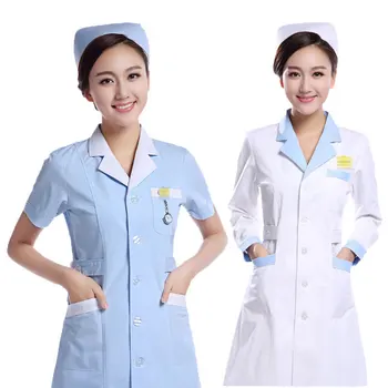 

Medical Work Clothes New Short-sleeved Nurse Clothes Long-Sleeved Korean White Coat Semi-permanent Beauty Salon Clothes