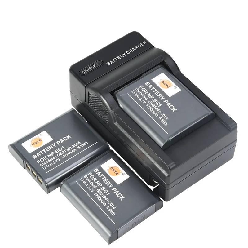 3 шт. 1750 мАч 3,7 V DSTE NP-BG1 NP-FG1 цифровой Батарея камеры DSLR 1* DC Зарядное устройство для sony DSC-H7 DSC-H9 DSC-H10 DSC-H20 DSC-H50 - Цвет: 3Battery 1DCCharger