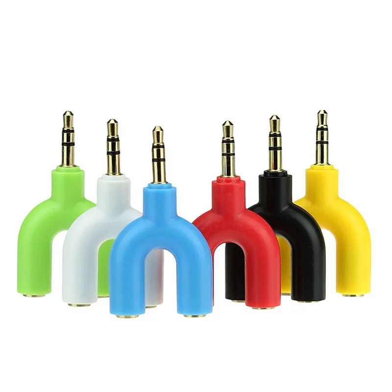 

Earphones One Divided into Two qing lv shi Earphones Converter 3.5 Size Color U-Shaped Headphones Splitter