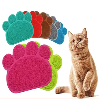 

1pc Cat Litter Mat with Litter Lock Mesh Trapping Mats Paw Print Shape 10 Colors Pet Feeding Mat Double Waterproof Dropshipping