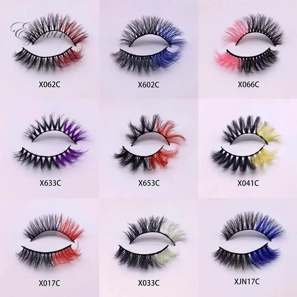 3D Mix Color False Lashes Ombre Natural Long Colorful Eyelashes Bulk Dramatic Makeup Fake Lash Party Colored for Cosplay | Красота и