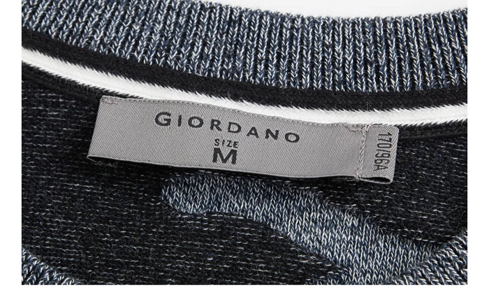 Giordano мужские свитера контрастный круглый вырез, длинный рукав трикотажные пуловеры Зебра Тонкий легкий стреч Chompa Hombre 92059881