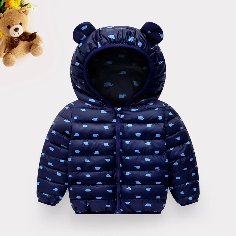 Boys and girls windbreaker zipper hoodie autumn coat for kids fashion jacket long sleeves with cute elephant print