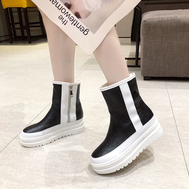 Botas de calcetín negras con cremallera para Mujer, botines deportivos con  tacón de plataforma y punta redonda, a la moda, otoño e invierno, novedad| Botas de nieve| - AliExpress