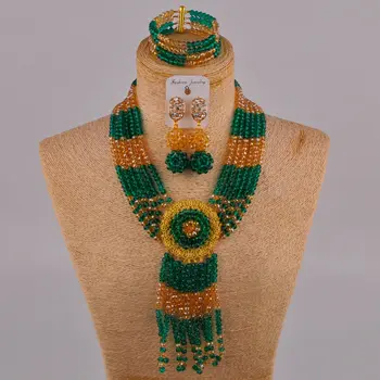 

teel green army green and champagne gold ab african jewelry set crystal 6CLS