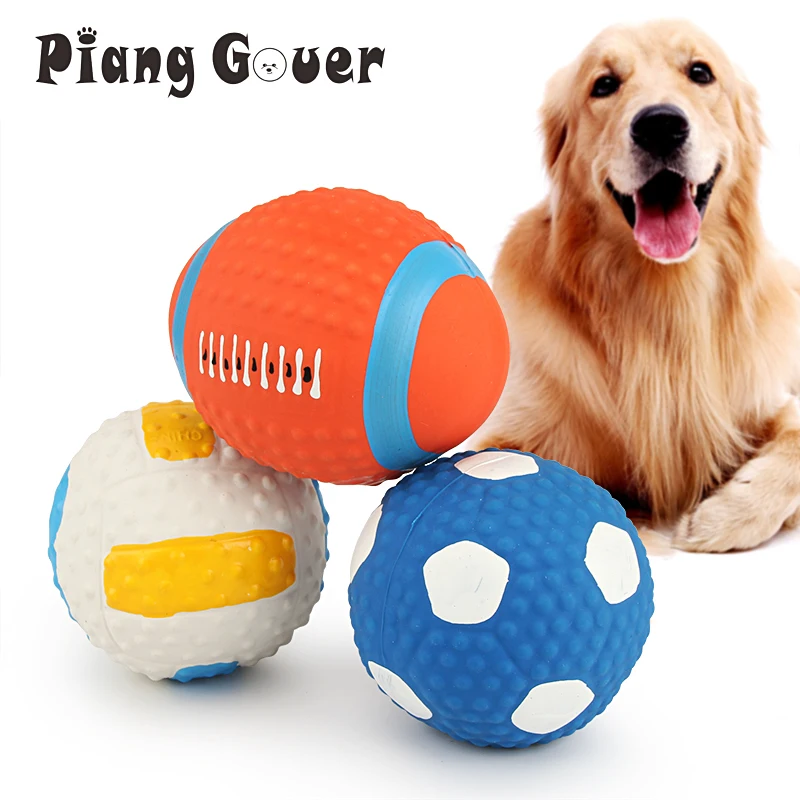 Rugby-Inspired Small Dog Squeaky Toy with Cotton Filling and Latex Exterior