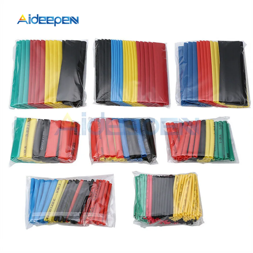 400 pièces assorties polyoléfine rétrécissement Tube 2 1 thermorétractable Tube fil câble isolé gaine ensemble de tubes