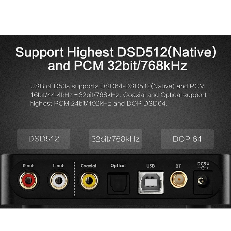 USB ЦАП TOPPING D50S два канала ES9038Q2M Bluetooth 5 0 Hi Fi настольный декодер res PCM 32 бит/768k DSD512