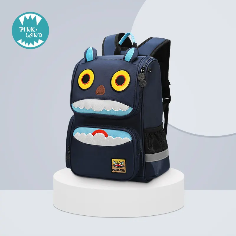 Navy blue small Kdis school bag boy student 1- 3- 4- 6th grade girl 6-12 years old cartoon backpack Protect the spine schoolbag - Цвет: Navy blue small
