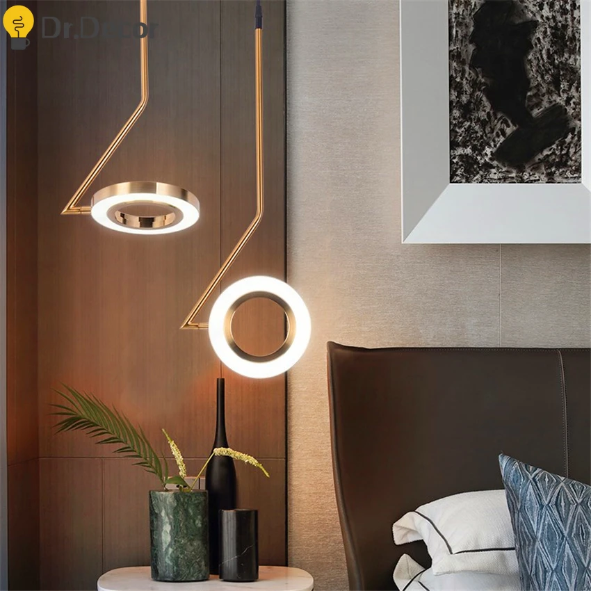 

Modern Gold Designer LED Pendant Lights Creative Bedroom Bedside Lamp Restaurant Pendant Lamp Kitchen Decoer Hanglamp Luminaria