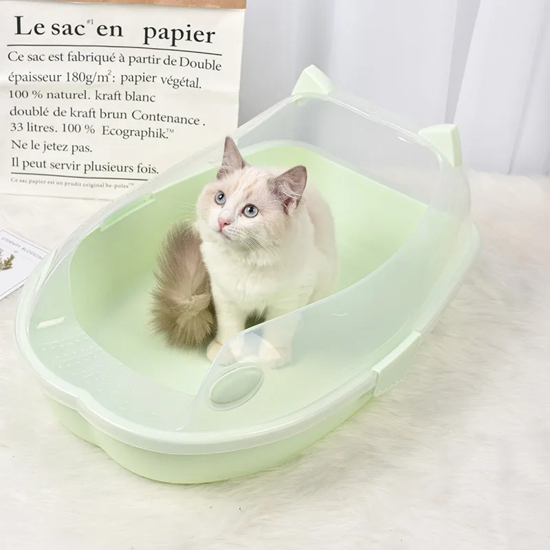 

New Style Semi-closed Cat Toilet Pet Cat Toilet Cat Litter Box Large Size Litter Box